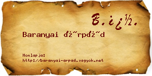 Baranyai Árpád névjegykártya