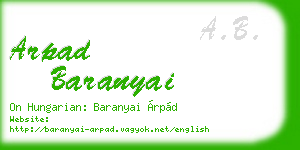 arpad baranyai business card